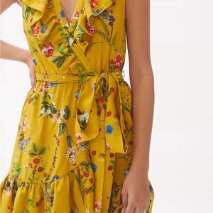 Anthropologie Maeve Yellow Asymmetrical Sundress. MISSING WAIST CORD  SIZE XS